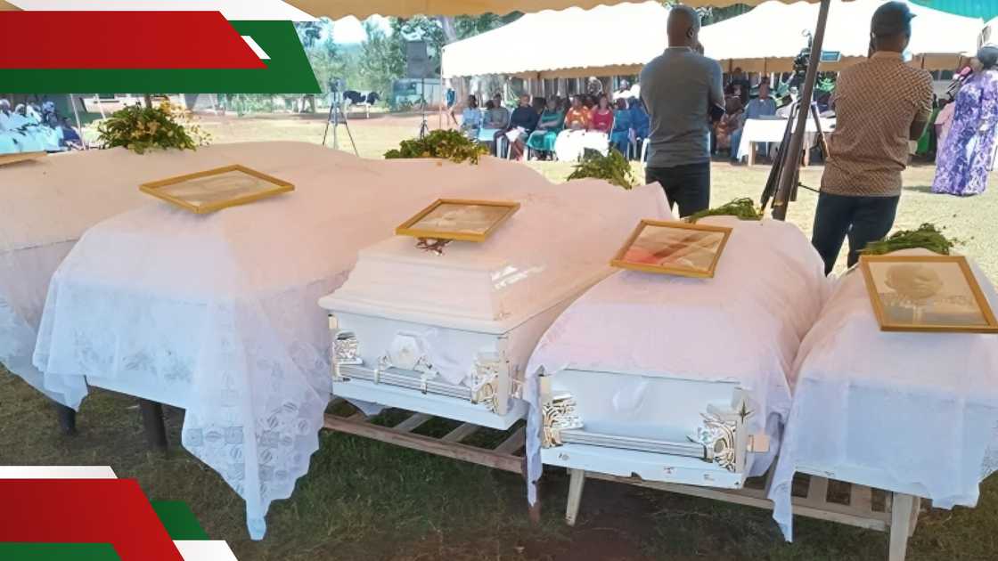 Ernest Ombima, his wife, Flora Ambani, and their three children laid to rest. Ernest Ombima, his wife, Flora Ambani, and their three children laid to rest.