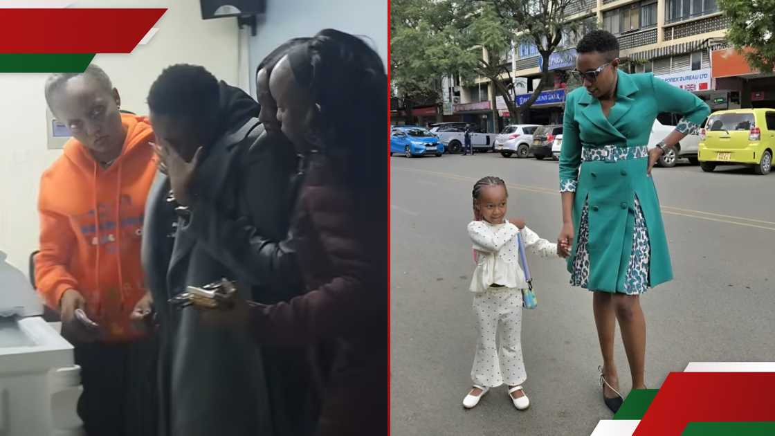 Amanda Mutheu's mum's breaks down at the morgue (l). Amanda's mum and her daughter (r). Amanda Mutheu's mum's breaks down at the morgue (l). Amanda's mum and her daughter (r).